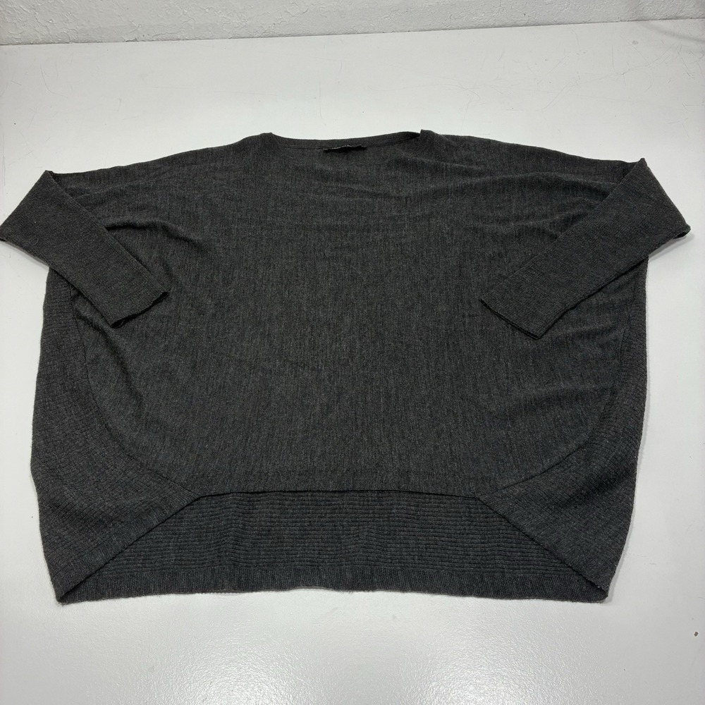 Lafayette 148 New York Gray Sweater Women size Small 100% Wool Dolman‎ Sleeve